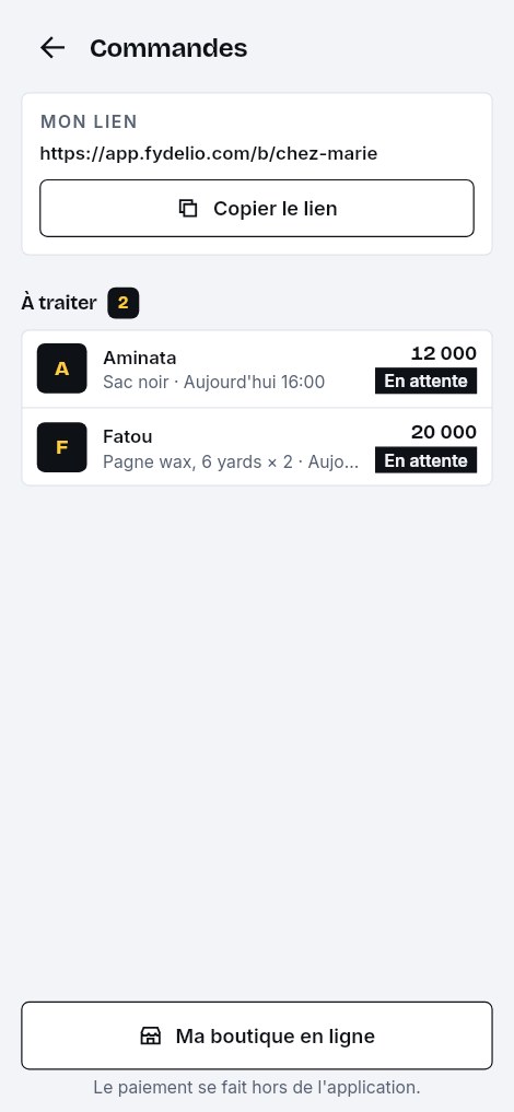 Commandes à accepter ou refuser