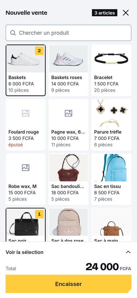 Écran de vente